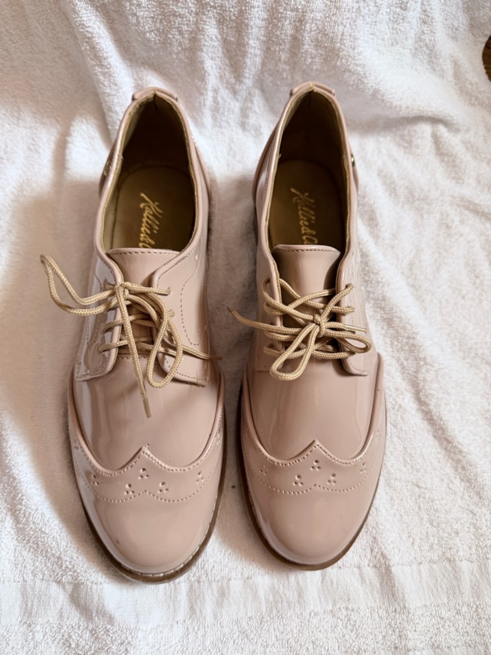 Kallie & Co Patent Blush Lace-Up Women's Brogue Boots